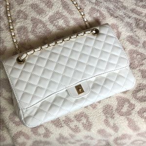 Vegan Leather Gold Chain Strap Purse with Wallet